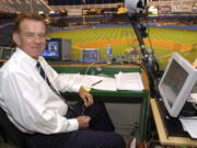 FILE -  Baseball announcer Tim McCarver poses in the press box before the start of Game 2 of the American League Division Series on Oct. 2, 2003 in New York. McCarver, the All-Star catcher and Hall of Fame broadcaster who during 60 years in baseball won two World Series titles with the St. Louis Cardinals and had a long run as the one of the country's most recognized, incisive and talkative television commentators, died Thursday morning, Feb. 16, 2023, in Memphis, Tenn., due to heart failure, baseball Hall of Fame announced. He was 81.