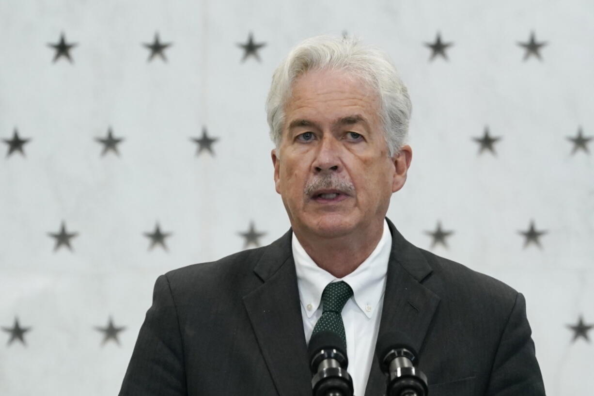 FILE - Central Intelligence Agency Director William Burns speaks at the Central Intelligence Agency headquarters in Langley, Va., July 8, 2022.