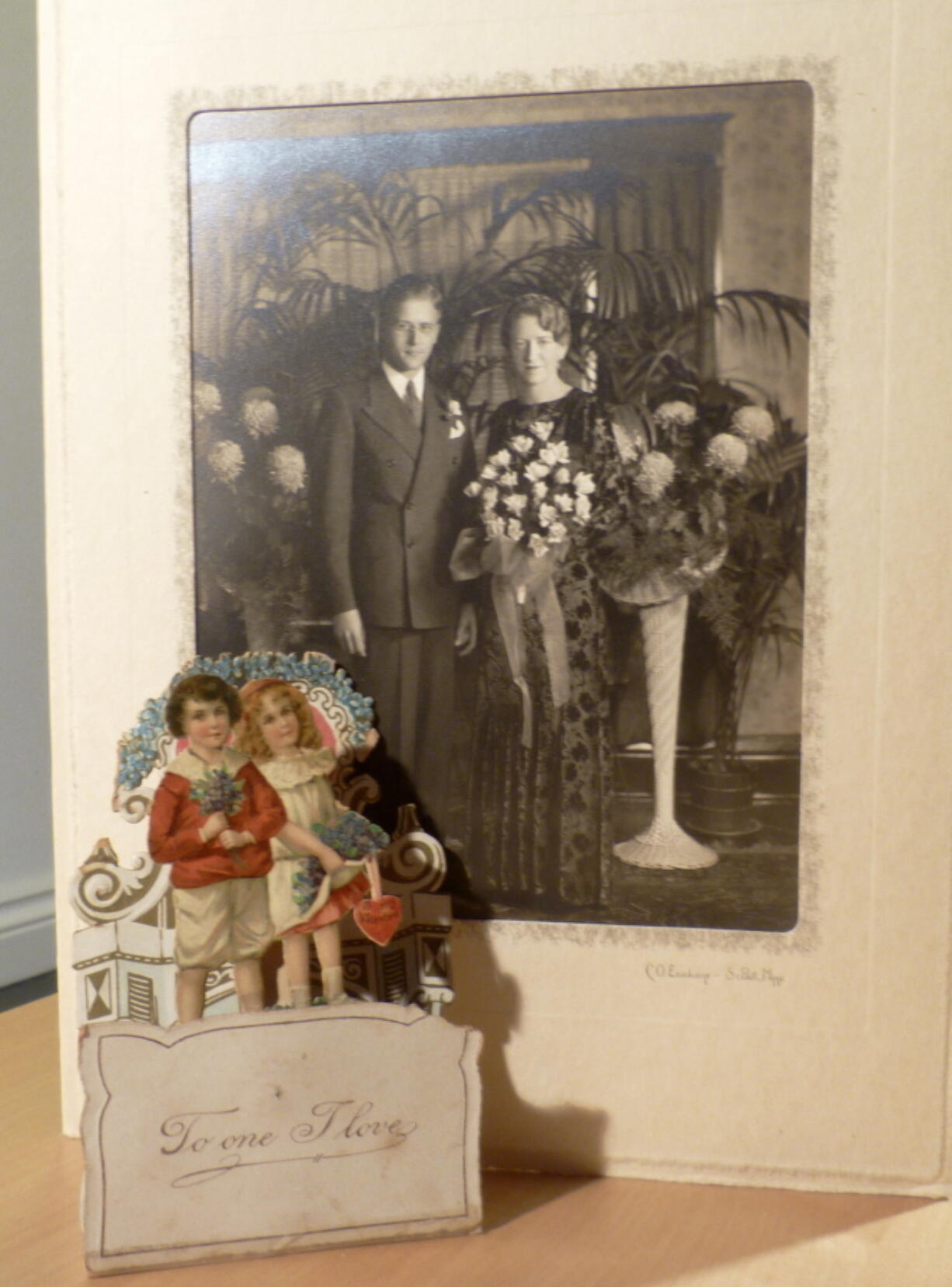 A Valentine's Day card from 1917, given to Louise Wirt by Fred Roth when he was in the fourth grade. The couple married years later and the card remained near Louise's bedside until her death at 91.