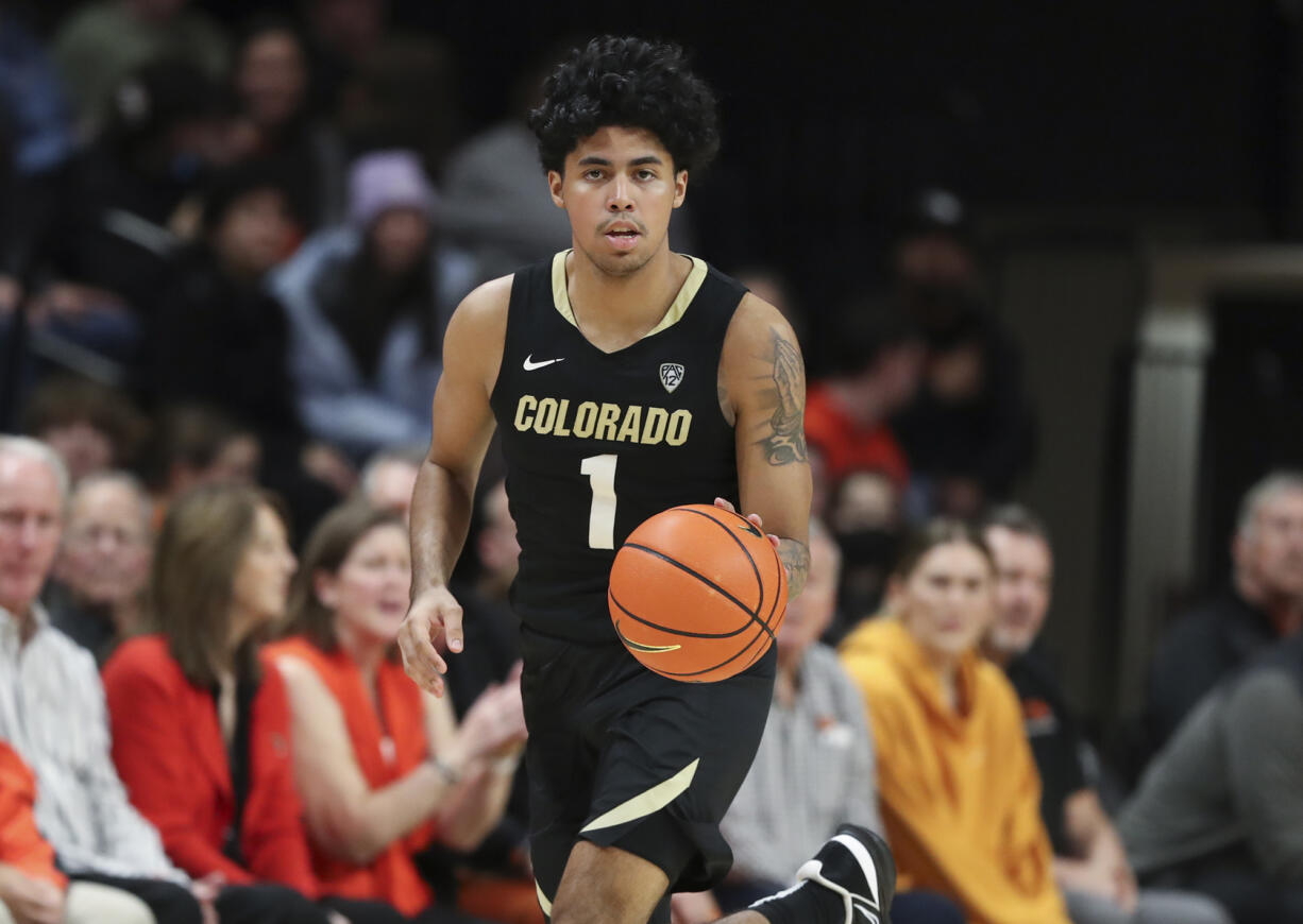 Colorado guard Julian Hammond III scored a career-high 21 points as the Buffaloes beat the Washington Huskies 74-68, on Wednesday, March 8, 2023, in the first round of the Pac-12 Tournament at Las Vegas.