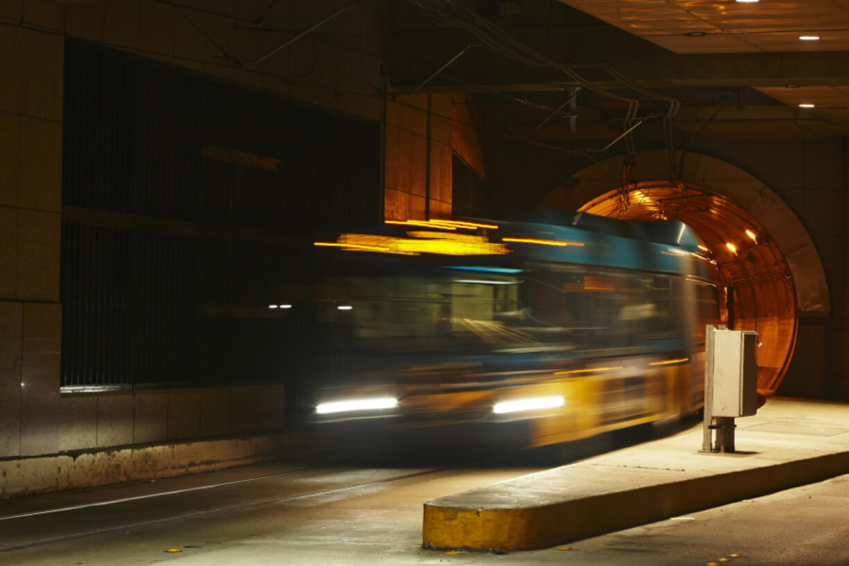 The Seattle Bus Tunnel, constructed between 1987 and 1990, carries public transit below the downtown corridor.