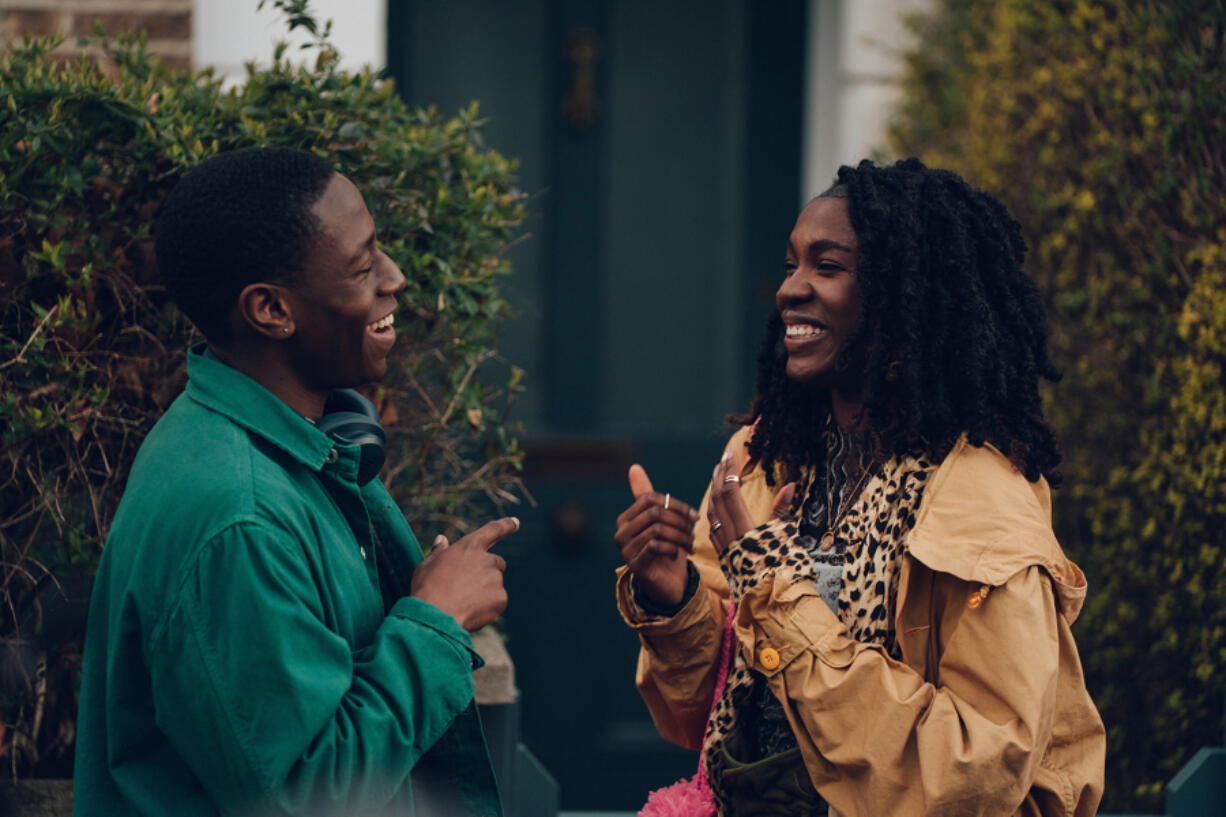 David Jonsson, left, and Vivian Oparah star in the lively rom-com "Rye Lane." (BBC Films/Zuma Press)