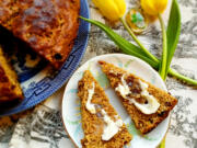 Barmbrack is an Irish sweet bread speckled with raisins and other dried fruit.