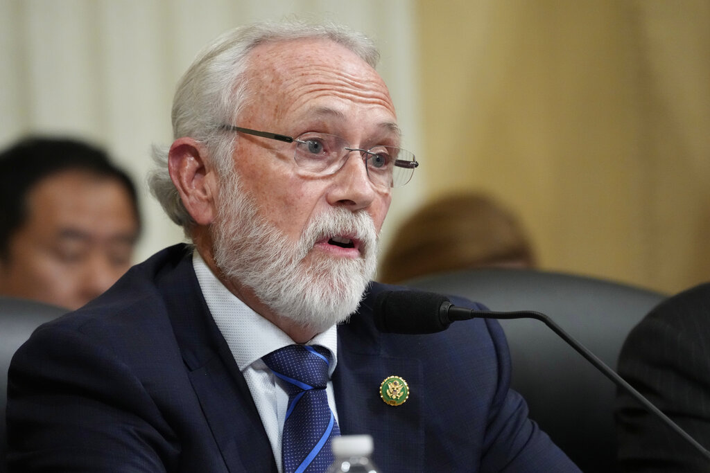 Rep. Dan Newhouse, R-Wash., questions witnesses during a hearing of a special House committee dedicated to countering China, on Capitol Hill, Tuesday, Feb. 28, 2023, in Washington.