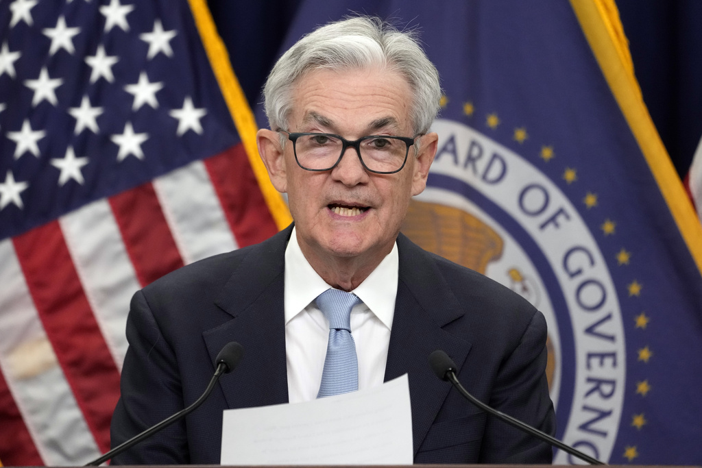 Federal Reserve Board Chair Jerome Powell speaks during a news conference at the Federal Reserve, Wednesday, March 22, 2023, in Washington.