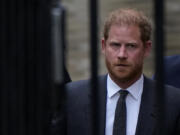 Britain's Prince Harry arrives at the Royal Courts Of Justice in London, Tuesday, March 28, 2023.