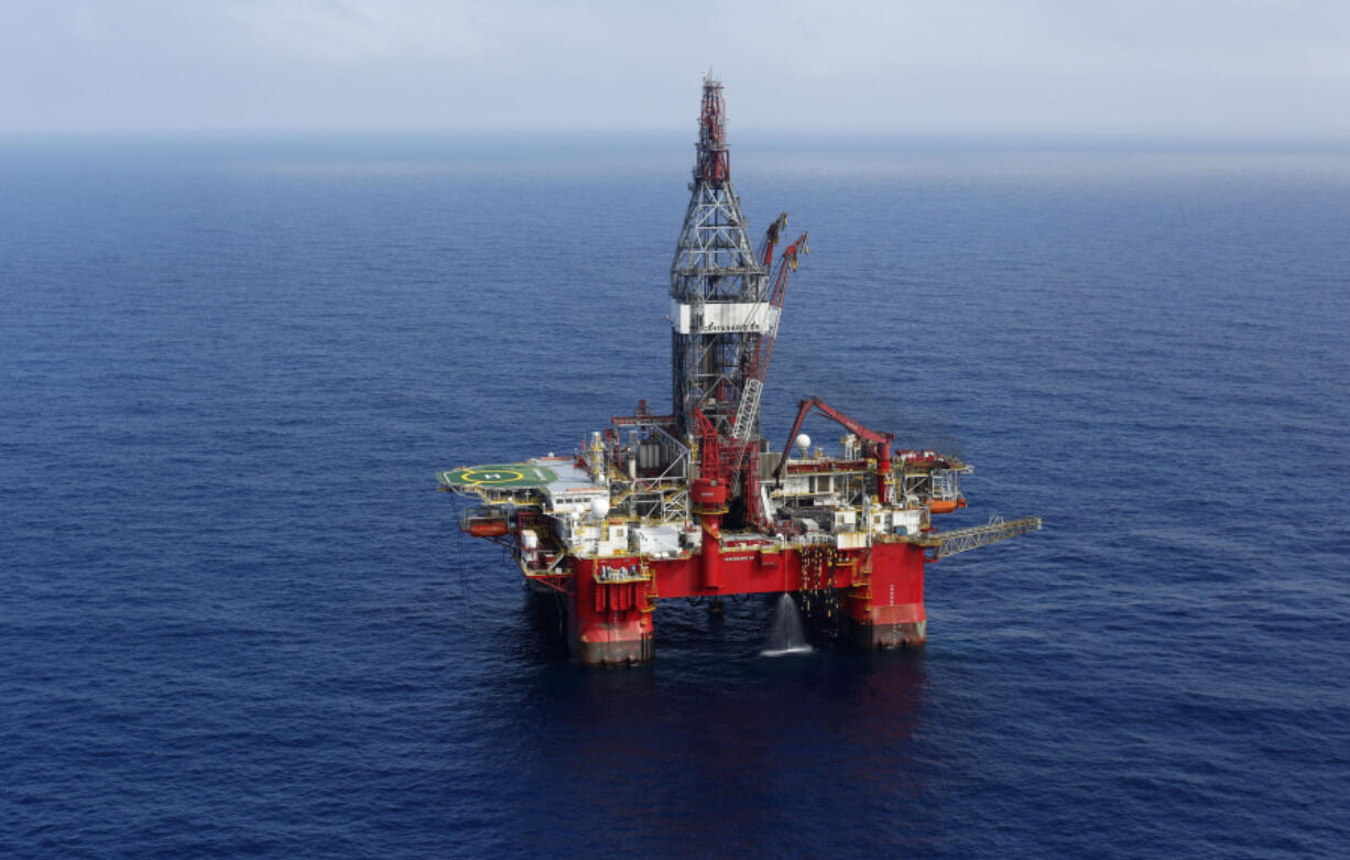 FILE - The Centenario deep-water drilling platform off the coast of Veracruz, Mexico, in the Gulf of Mexico, is pictured on Nov. 22, 2013. The Biden administration will auction oil and gas leases across more than 114,000 square miles of public waters in the Gulf of Mexico on Wednesday, March 29, 2023, in a sale mandated by last year's climate bill compromise.