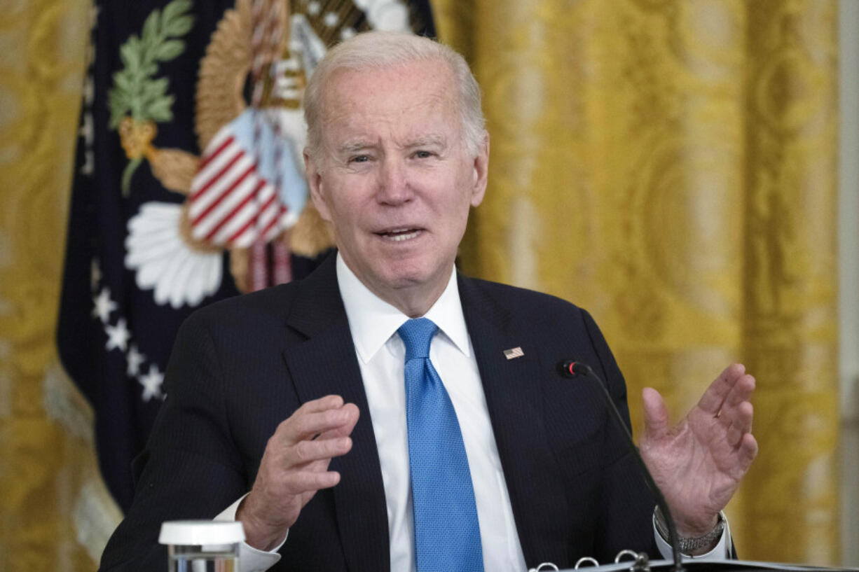 FILE - President Joe Biden speaks during a meeting with the National Governors Association in the East Room on Feb. 10, 2023, in Washington. Biden's support of a Republican resolution to block new District of Columbia crime laws has split members of his own party amid rising concerns about crime in the nation's capital and other cities. The GOP-led disapproval resolution is expected to easily pass the Senate with ample Democratic support on Wednesday, March 8.