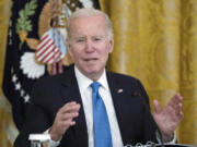 FILE - President Joe Biden speaks during a meeting with the National Governors Association in the East Room on Feb. 10, 2023, in Washington. Biden's support of a Republican resolution to block new District of Columbia crime laws has split members of his own party amid rising concerns about crime in the nation's capital and other cities. The GOP-led disapproval resolution is expected to easily pass the Senate with ample Democratic support on Wednesday, March 8.