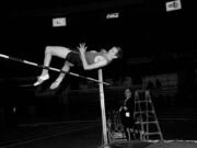 Dick Fosbury of Oregon State tries a seven foot two inch high jump with his head first style in the New York Athletic club track meet at Madison Square Garden in New York, Feb. 17, 1968. Fosbury, the lanky leaper who completely revamped the technical discipline of high jump and won an Olympic gold medal with his "Fosbury Flop," has died after a recurrence with lymphoma. Fosbury died Sunday, March 12, 2023, according to his publicist, Ray Schulte. He was 76.