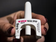 FILE - The overdose-reversal drug Narcan is displayed during training for employees of the Public Health Management Corporation (PHMC), Dec. 4, 2018, in Philadelphia.  The U.S. Food and Drug Administration has approved selling overdose antidote naloxone over-the-counter, Wednesday, March 29, 2023, marking the first time a opioid treatment drug will be available without a prescription.