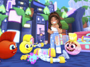 This image provided by Comic Relief US on March 28, 2023, shows Kids Relief Presents: Solarpunk Simulator." The virtual world is part of Comic Relief US' Kids Relief initiative that will teach youth about the power of working for the collaborative good on the Roblox gaming platform.