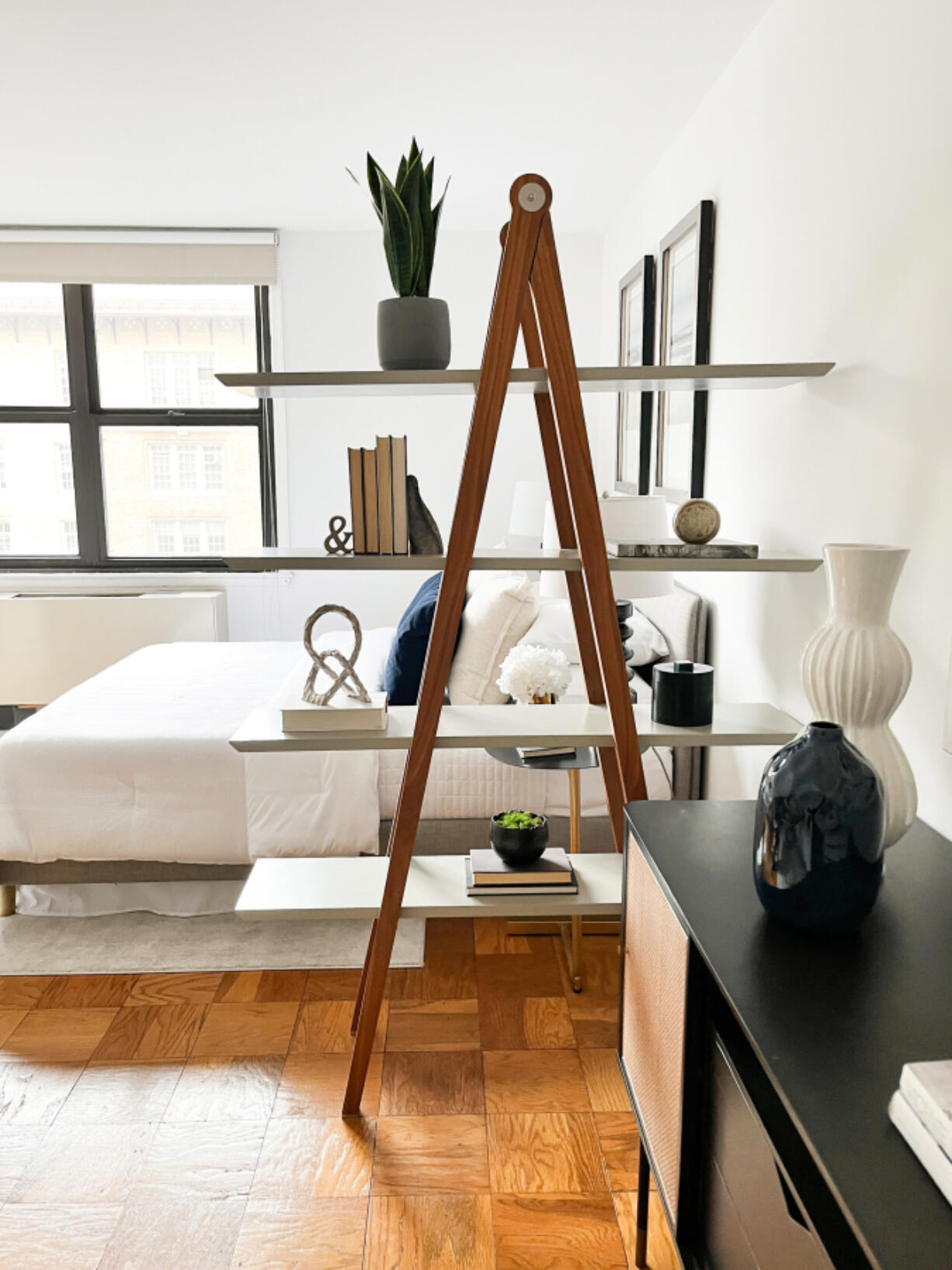 A bookcase can be both functional and aesthetically pleasing.