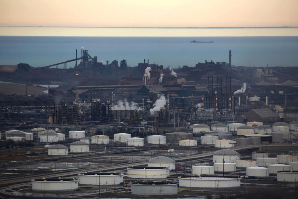 An aerial view shows BP's Whiting Refinery in Whiting, Indiana, on April 1, 2017. (E.