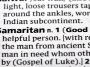 close up photo of the word samaritan