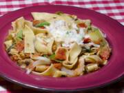 Pappardelle with Artichoke Hearts and Mushrooms.