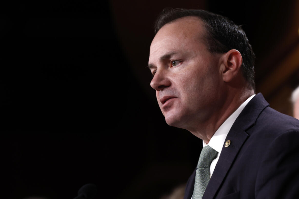 Sen. Mike Lee (R-UT) speaks during a news conference at the U.S. Capitol Building on Jan. 25, 2023 ,in Washington, DC.