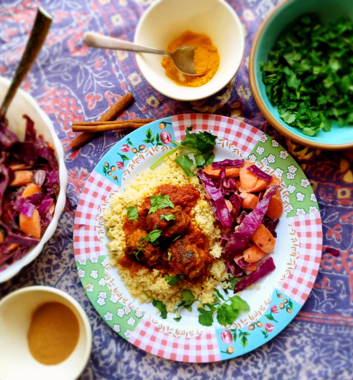 These hearty meatballs are redolent with warm spices such as cinnamon, cardamom, coriander and turmeric.