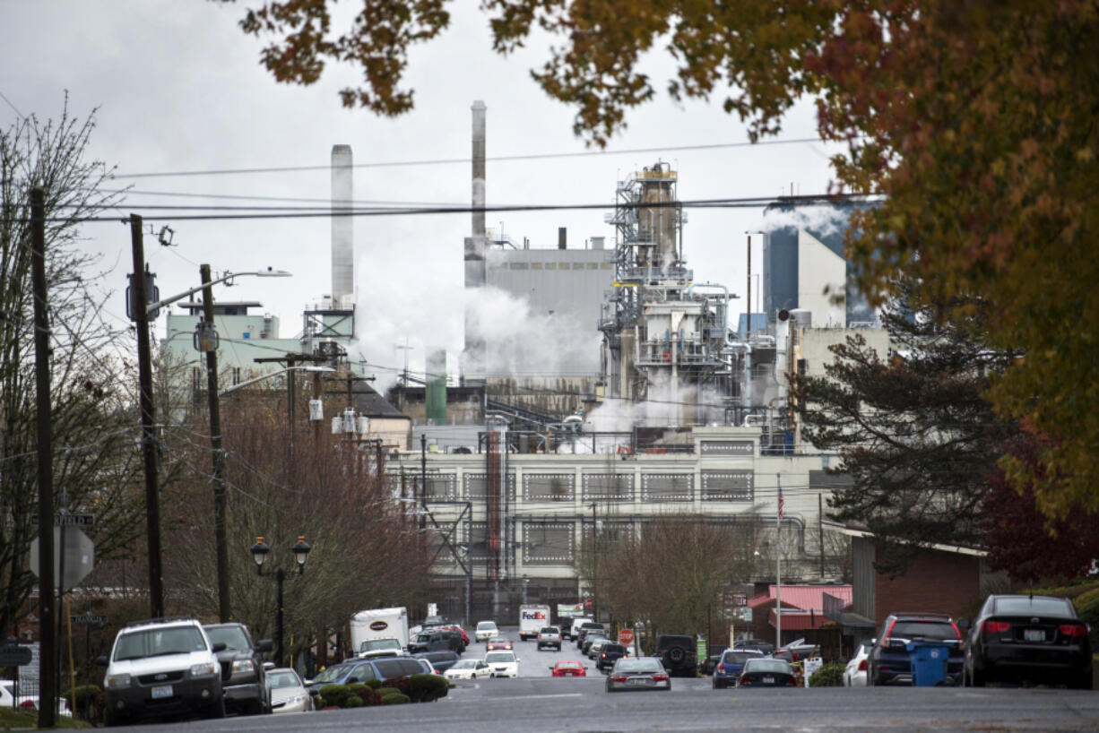 The Georgia Pacific paper mill as seen from Northeast Fifth Avenue in Camas.