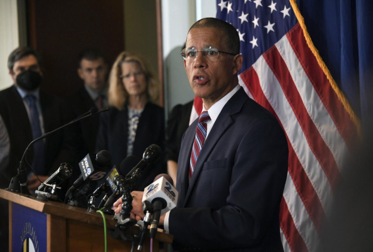 Maryland Attorney General Anthony Brown comments about releasing the redacted report on child sexual abuse in the Catholic Archdiocese of Baltimore on Wednesday, April 6, 2023, in Baltimore.