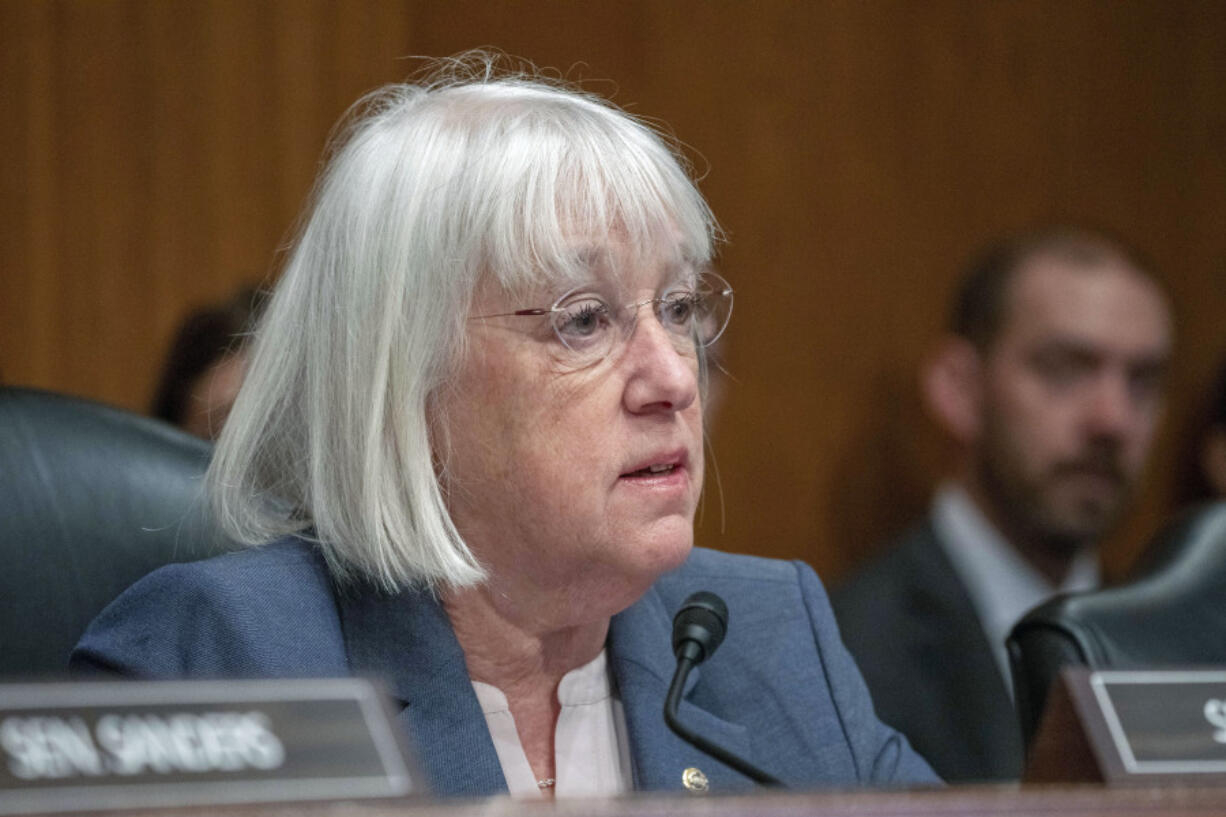 Sen. Patty Murray, D-Wash., speaks during a Senate Health, Education, Labor and Pensions confirmation hearing for Julie Su to be the Labor Secretary, on Capitol Hill, Thursday, April 20, 2023, in Washington.