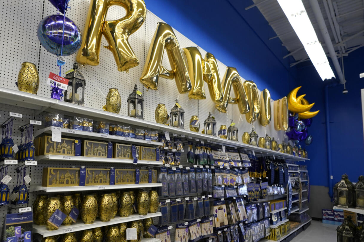 Ramadan decorations are displayed March 23 at a Party City store in Dearborn, Mich. More businesses are selling Ramadan and Eid items, including DIY kits, lanterns and napkin holders. It's one of the latest signs of big U.S. retailers catering to American Muslim shoppers.