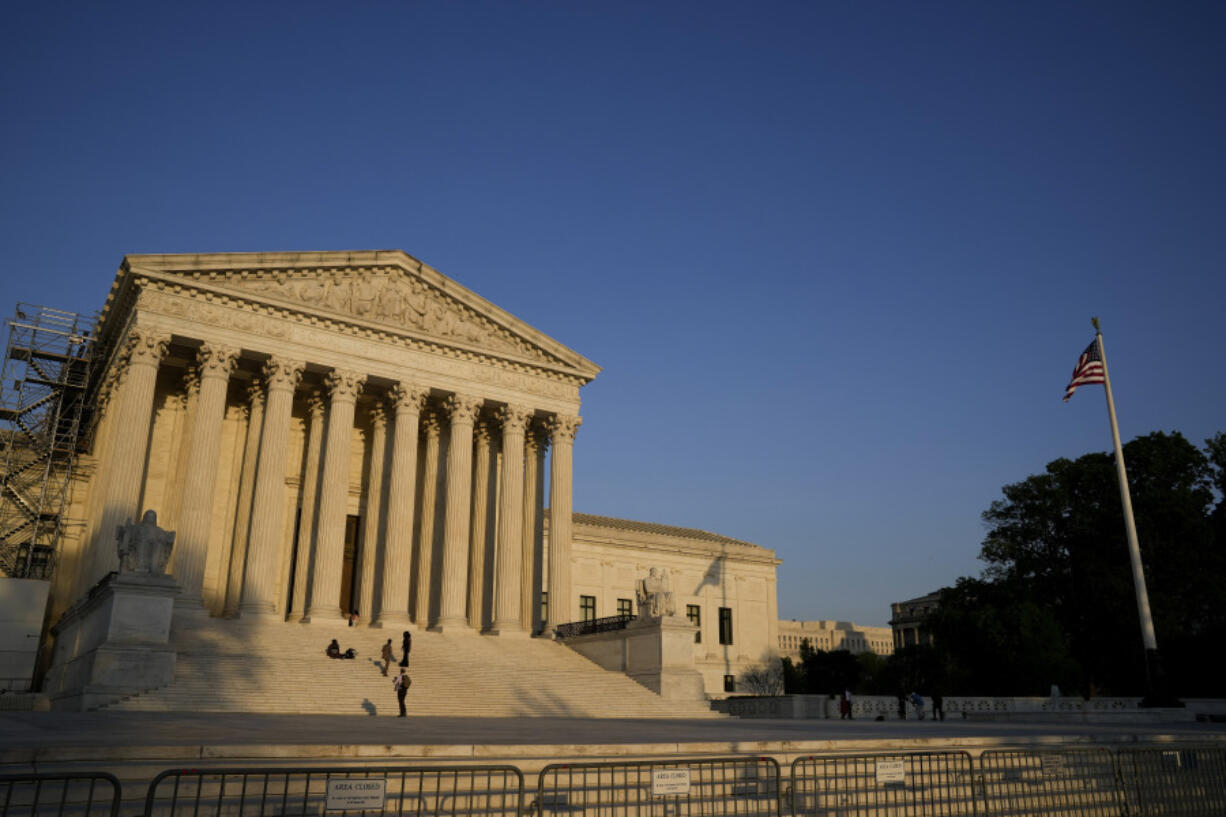 FILE - The Supreme Court is seen on Friday, April 21, 2023, in Washington. The Supreme Court on April 26 will hear the case of a 94-year-old woman who lost her one-bedroom condo over unpaid taxes.