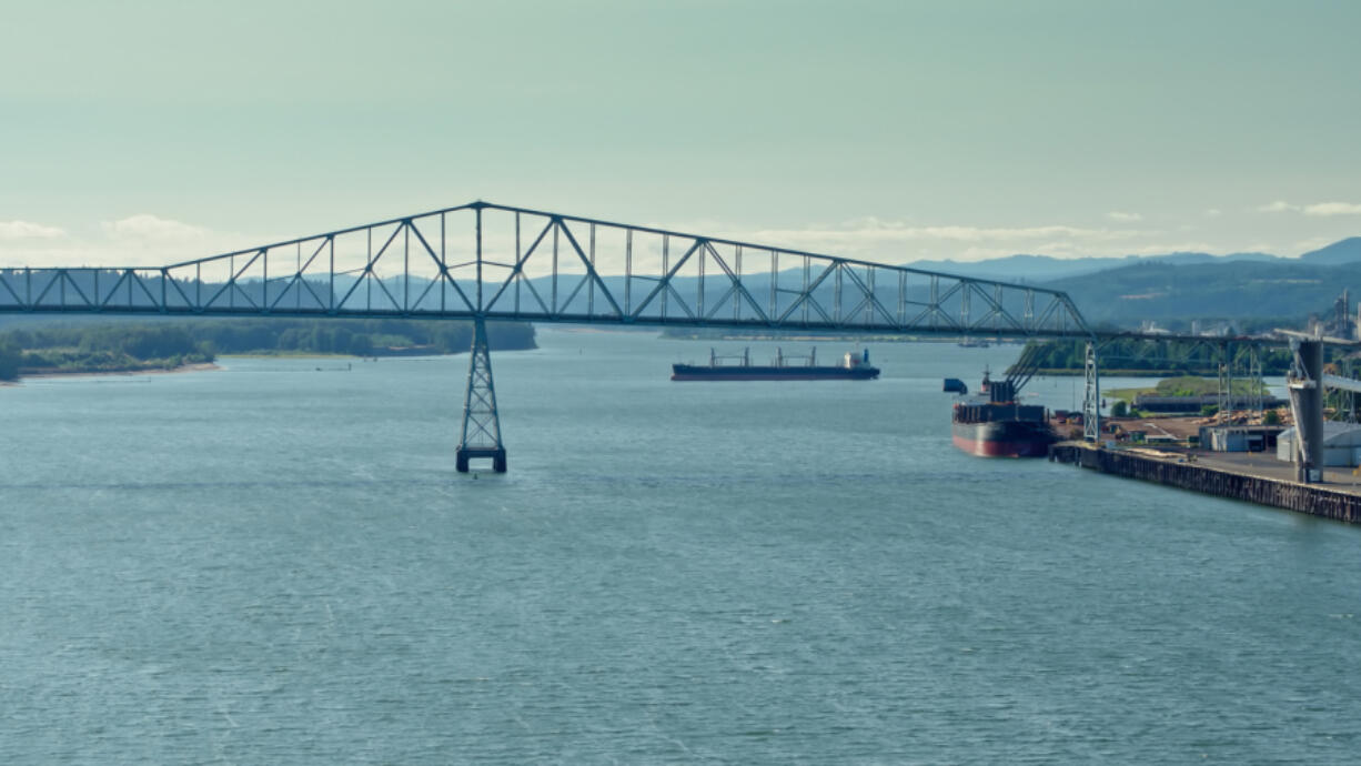 The Lewis and Clark Bridge spanning the Columbia River between Washington and Oregon.