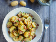 Bacon Potato Salad is the perfect fit with a Memorial Day cookout.