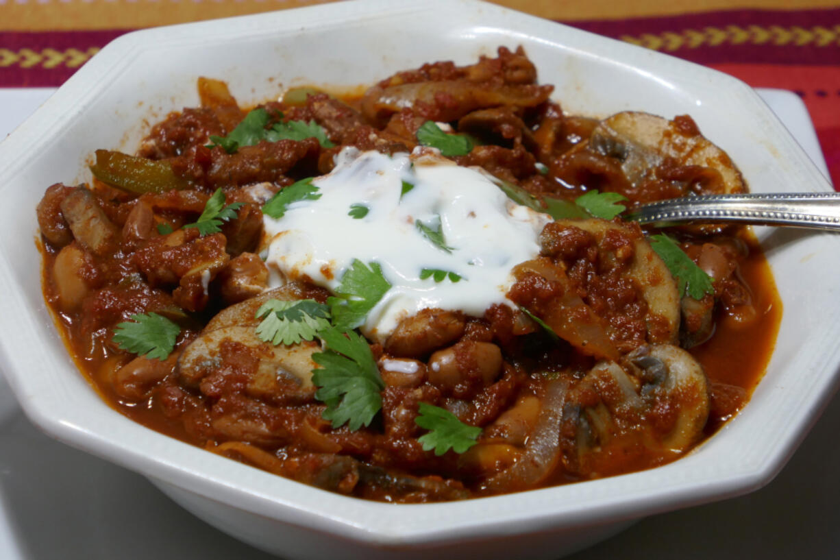 Mushroom Chili is a quick "meaty" vegetarian dinner.