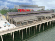 The Washington Legislature allocated $3.5 million to help the Port of Vancouver demolish its 100-year-old Terminal 1 dock. Plans are for the dock to be replaced and for construction to begin on a public market, as seen in this rendering.