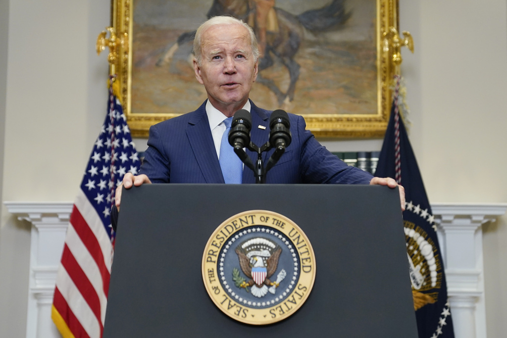 President Joe Biden speaks about the debt limit talks in the Roosevelt Room of the White House, Wednesday, May 17, 2023, in Washington.