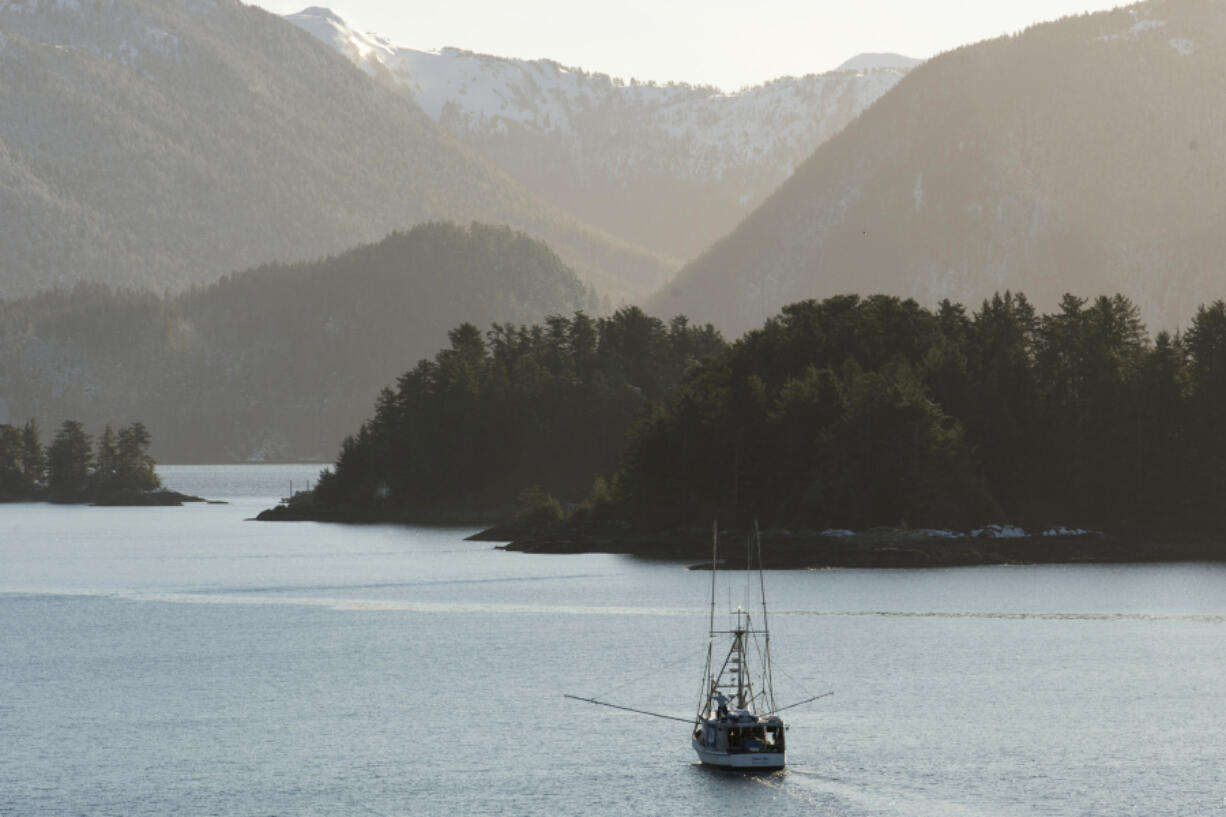 A troller fishes in Sitka Sound, Alaska on February 2, 2021. A ruling from a U.S. judge in Seattle could effectively shut down commercial king salmon trolling in Southeast Alaska -- a valuable industry that supports some 1,500 fishermen -- after a conservation group challenged the harvest as a threat to protected fish and the endangered killer whales that eat them.