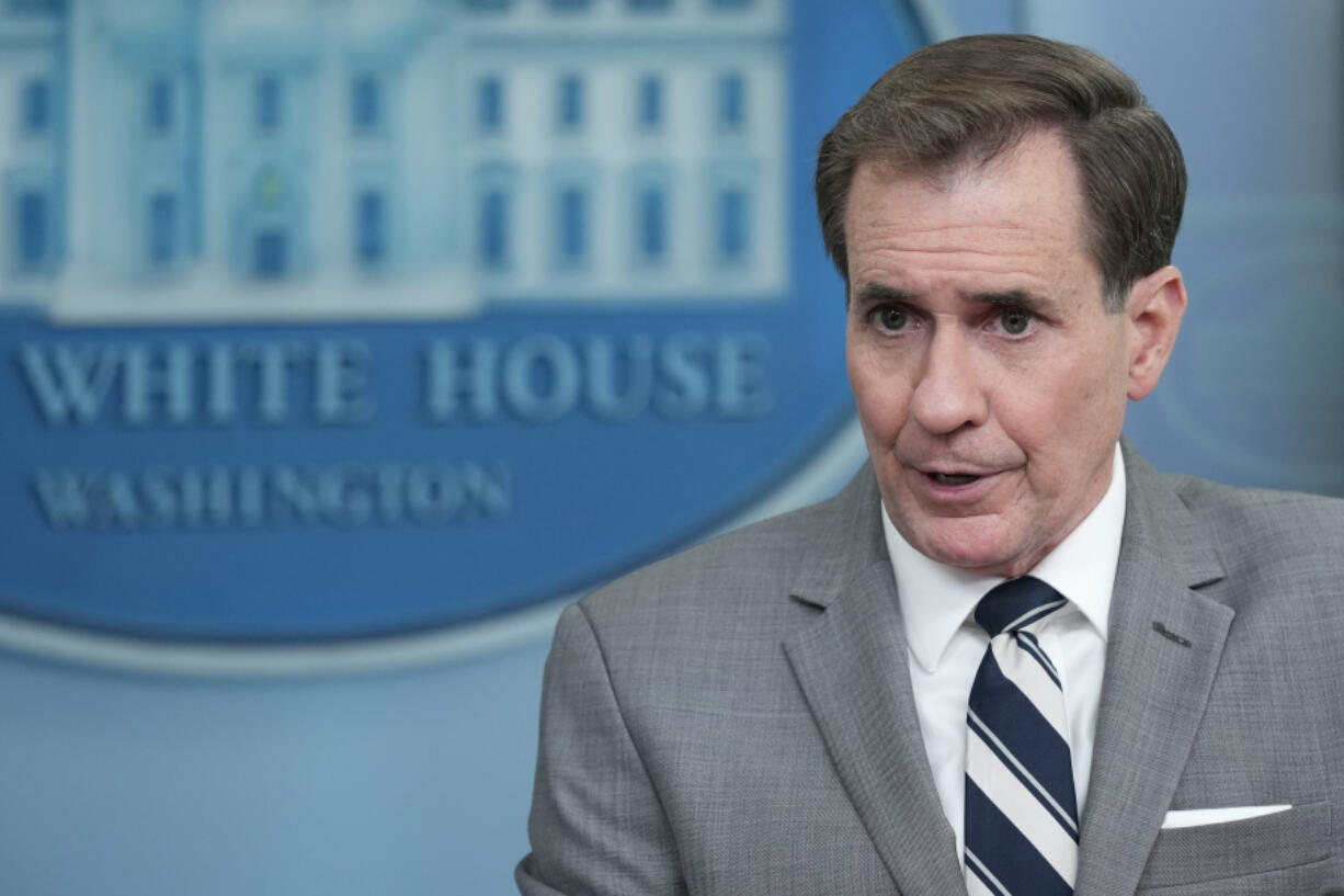 National Security Council spokesman John Kirby speaks during the daily briefing at the White House in Washington, Thursday, April 20, 2023.