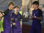 Columbia River soccer players Cole Benner (left) and Alex Harris (right) had a busy day Friday, playing two matches of tennis in the morning and finishing with a state soccer semifinal win.