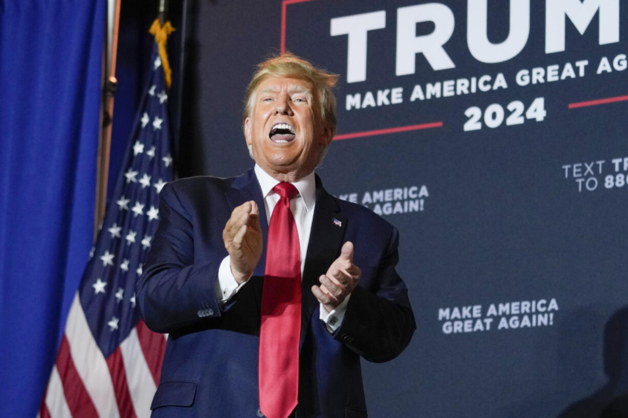 Former President Donald Trump speaks at a campaign event Thursday, April 27, 2023, in Manchester, N.H.