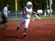 Charliana Lizama rounds third on her way to scoring a run during Heritage's 11-6 win over Garfield at the 3A state softball tournament at Regional Athletic Complex in Lacey on Thursday, May 25, 2023.