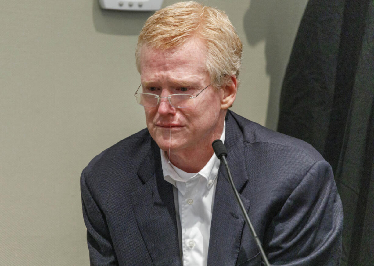 FILE - Defendant Alex Murdaugh gives testimony during his murder trial at the Colleton County Courthouse in Walterboro, S.C., on Feb. 23, 2023. Convicted murderer Murdaugh is facing federal charges for the first time after being indicted on 22 financial fraud charges related to schemes the former attorney used to steal settlement money from clients.