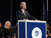 FBI Director Christopher Wray speaks during the 35th Annual Candlelight Vigil to honor the law enforcement officers who lost their lives in 2022, during the National Police Week at the National Mall in Washington, Saturday, May 13, 2023.