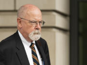 FILE - Special counsel John Durham, the prosecutor appointed to investigate potential government wrongdoing in the early days of the Trump-Russia probe, leaves federal court in Washington, May 16, 2022. Durham ended his four-year investigation into possible FBI misconduct in its probe of ties between Russia and Donald Trump's 2016 presidential campaign.