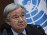 United Nations Secretary-General Antonio Guterres says media is under attack in every corner of the world where "truth is threatened by disinformation and hate speech." (AP Photo/Hadi Mizban, File)