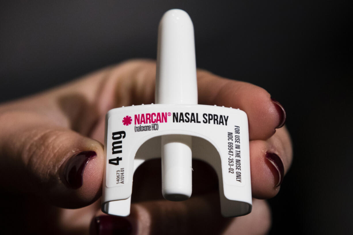 FILE - The overdose-reversal drug Narcan is displayed during training for employees of the Public Health Management Corporation (PHMC), Dec. 4, 2018, in Philadelphia.  The U.S. Food and Drug Administration has approved selling overdose antidote naloxone over-the-counter, Wednesday, March 29, 2023, marking the first time a opioid treatment drug will be available without a prescription.