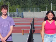 Aiden Brasier and Hailey Kerker, Camas tennis 2023, All-Region boys and girls players of the year.