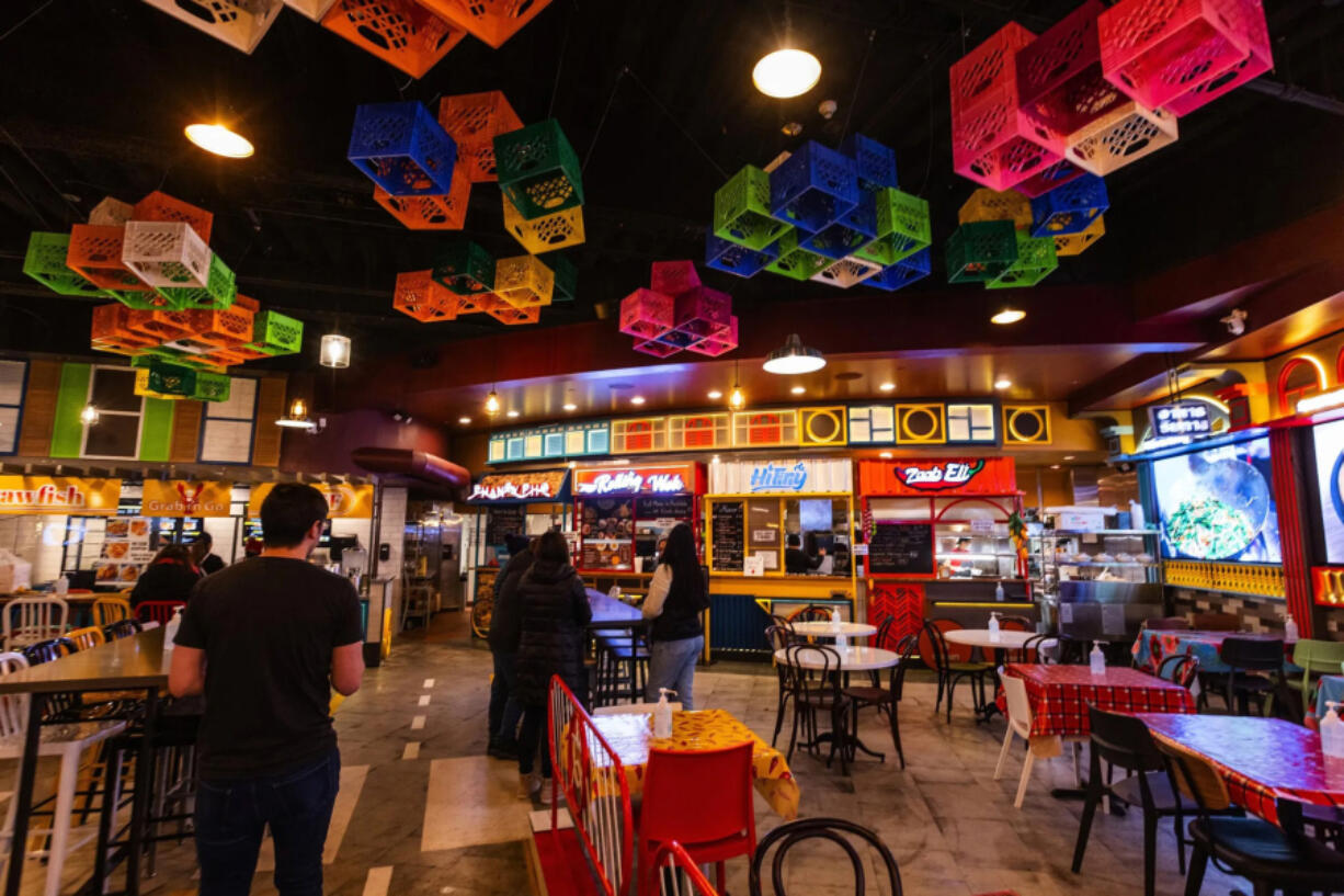 Customers arrive for lunch at the Asean StrEAT Southeast Asian Food Hall in downtown Seattle in January. King County is one of just eight U.S. counties where at least 25 percent of restaurants serve Asian food, according to a new report from Pew Research Center.