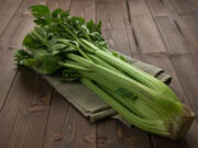 Celery contains dietary fiber, vitamin K, and small amounts of vitamins A and C, calcium and iron.