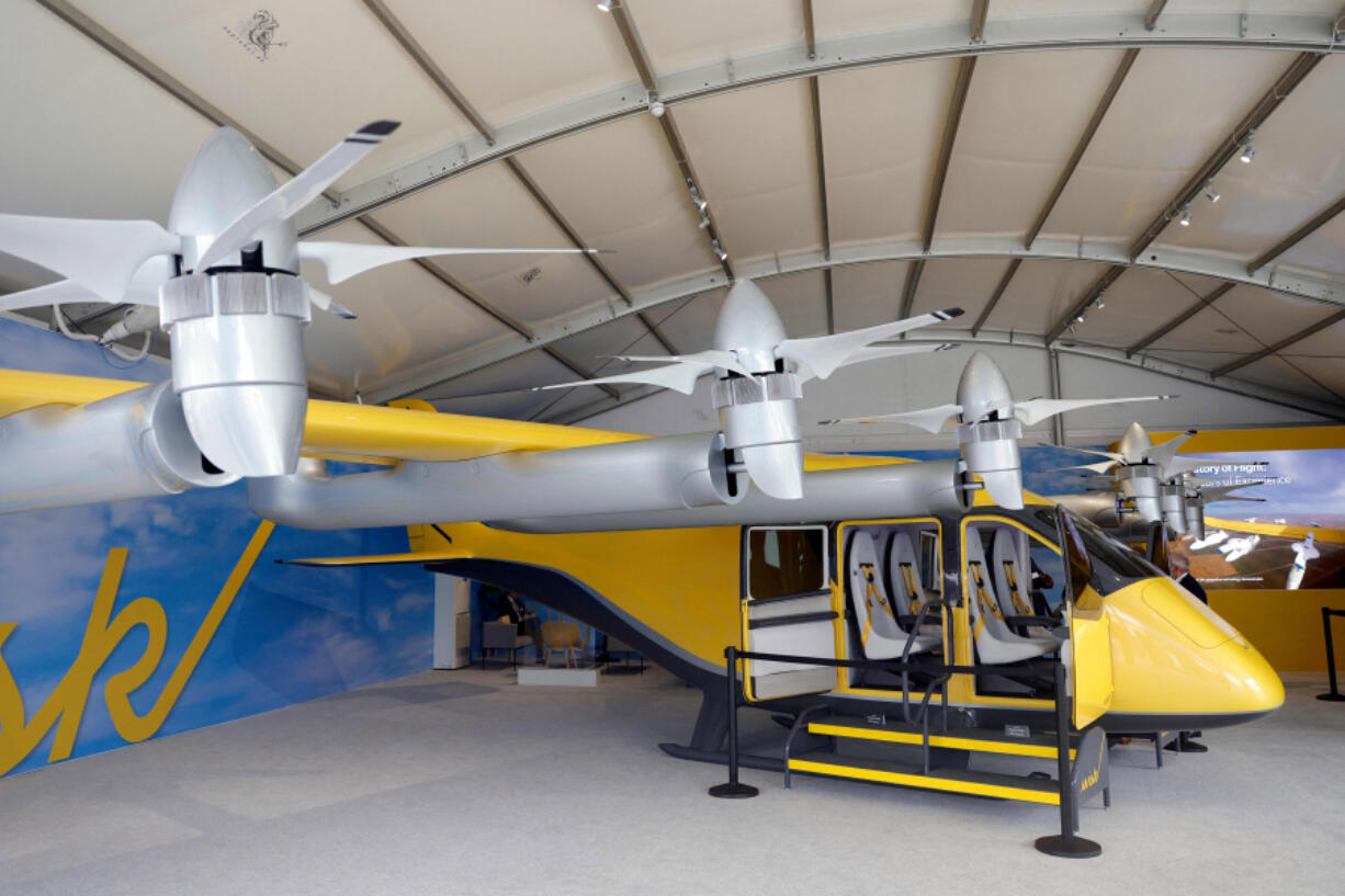 A Wisk Aero Generation 6, an electric autonomous air-taxi, is displayed during the International Paris Air Show at the ParisLe Bourget Airport, on June 20, 2023.