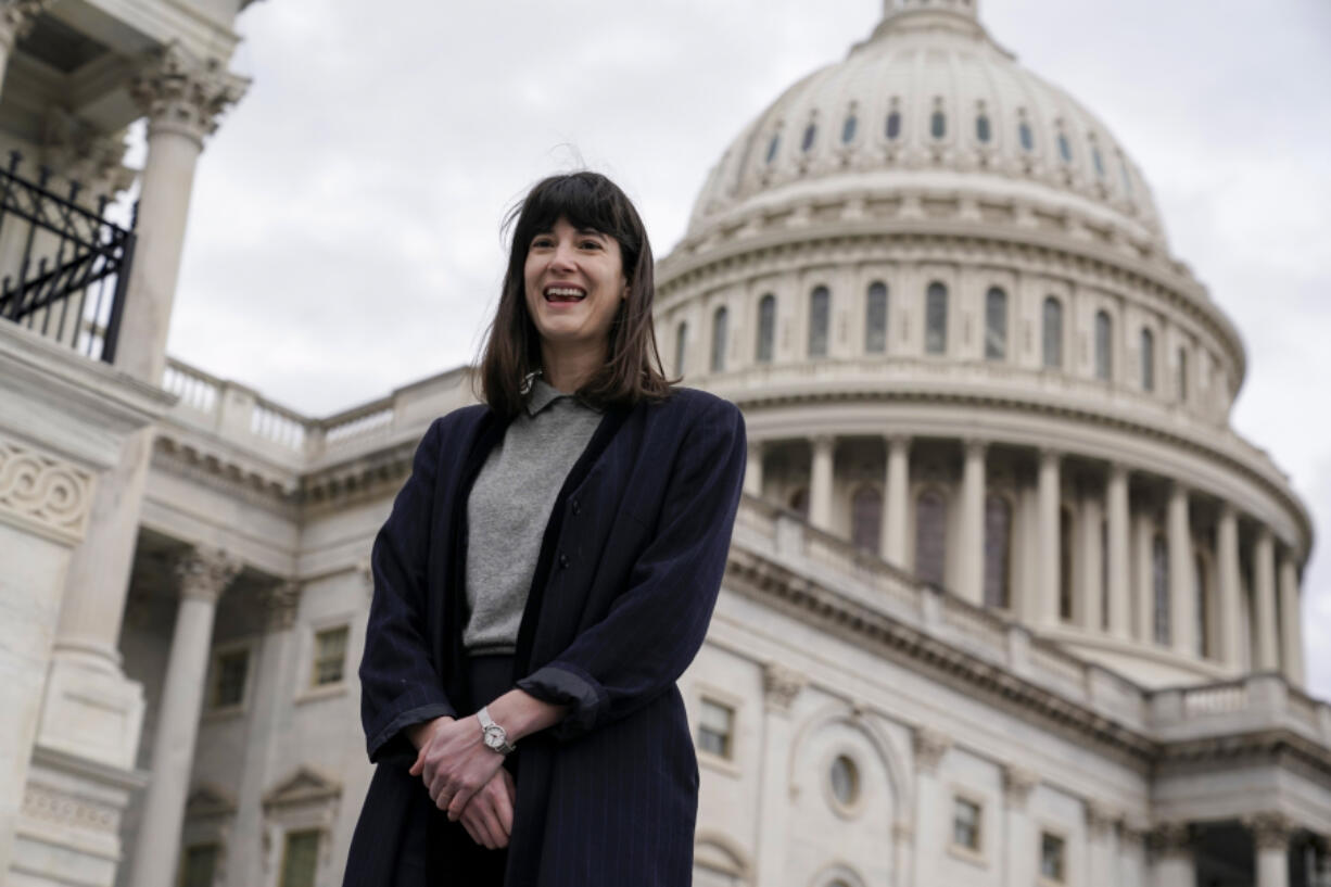 Rep. Marie Glusenkamp Perez, D-Skamania, stands on the steps of the Capitol on Nov. 15 in Washington. Perez is among the newest member of the Blue Dog Coalition, a group of lawmakers that support fiscal responsibility and national security, but also pursuing more specific policies that would directly benefit their blue-collar constituents. (J.