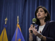 CDC Director Rochelle Walensky speaks during a news conference at HHS headquarters March 9, 2023, in Washington, D.C. She will officially step down on June 30.