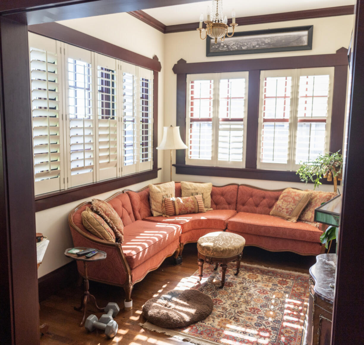 Light filters into a sitting room at Vancouver's historic John P. and Mary Kiggins house in Vancouver.