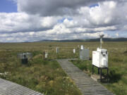 Air sampling filters are stationed at the Auchencorth Moss research facility in Scotland. Researchers have found that air quality monitoring stations -- which pull in air to test for pollution -- also pick up lots of DNA that can identify local wildlife.